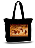 Wild Mustang Horses Large Tote New Zipper Bag