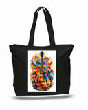 Music Guitar Art New Zipper Tote Bag