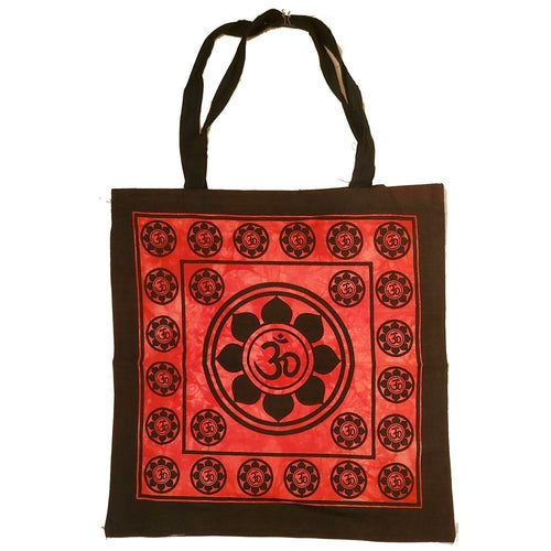 Aum Sanskrit Symbol Lotus Chakra Tie Dye Market Tote Bag Canvas