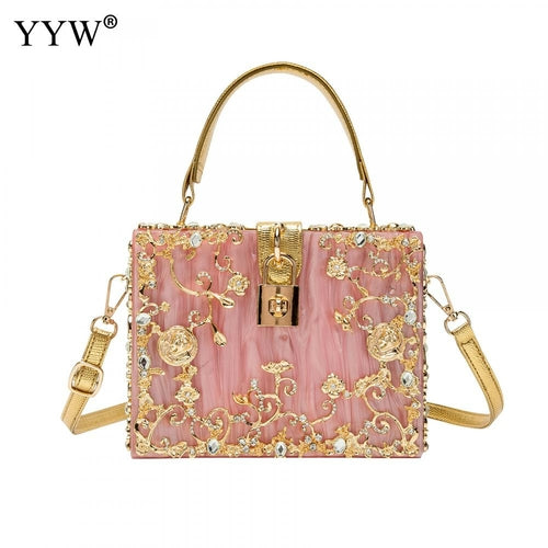 Acrylic Handbags Women 2022 Fashion Flower Shoulder Bags Evening Party