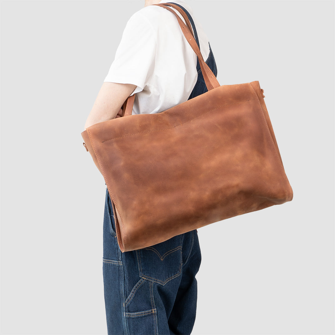 Leather Shopper XXL (Cognac Brown)